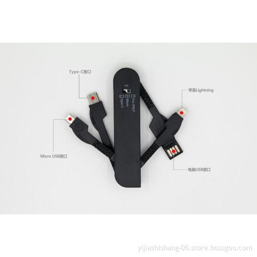Yijiashishang Shenzhen factory 3 in 1 Adaptor cable Swiss Army Knife multi Charge Cable for Android Micro usb,iPhone and USB C